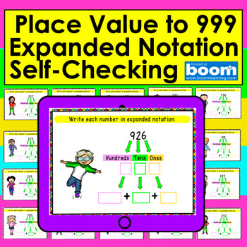 Preview of Boom Cards Math Place Value to 999- Expanded Notation: Expanded Form - 3 Digits