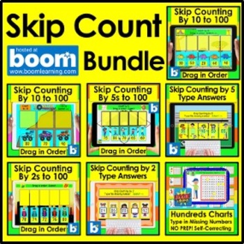 Preview of Boom Cards Math:  Skip Counting BUNDLE:  Count by 2, 5, and 10 Digital Centers