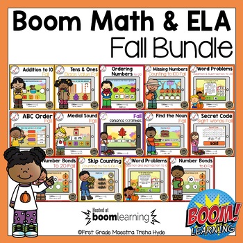 Preview of Boom Cards Math and ELA Fall Bundle