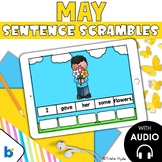 May Sentence Scrambles | Mixed Up Sentences | Boom Cards