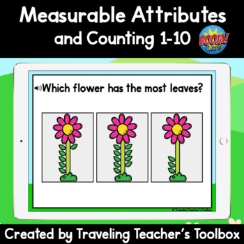 Preview of Boom Cards Measurable Attributes of Flowers and Counting 1-10