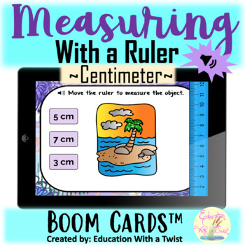 Preview of Boom Cards™ Measuring with a Ruler Centimeter Distance Learning