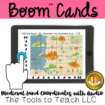Preview of Boom™ Cards Medieval Land Map Coordinates Quadrant 1 Digital Resource