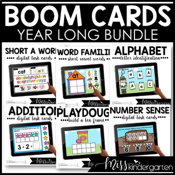 Preview of Kindergarten Boom Cards™ Digital Resources Centers for the Year