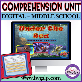 Preview of Middle School Reading Comprehension | Language Under the Sea BOOM Cards