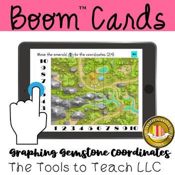Preview of Boom™ Cards Mining Camp Map Graphing Gemstones Coordinates Digital Resource