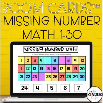 Preview of Boom Cards™ Missing Number Math 1-30 Distance Learning