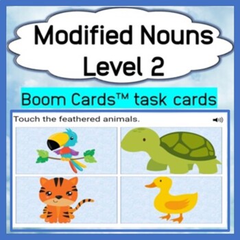 Preview of Modified Nouns - Level 2 - Field of Four - Boom Cards™