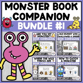 Preview of Monster Themed Book Companions Boom Cards BUNDLE #1