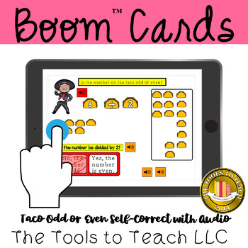 Preview of Boom™ Cards Movable Tacos Odd or Even Drag Drop Self-Correct Digital Resource