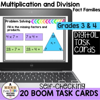 Preview of Boom Cards Multiplication and Division Fact Families