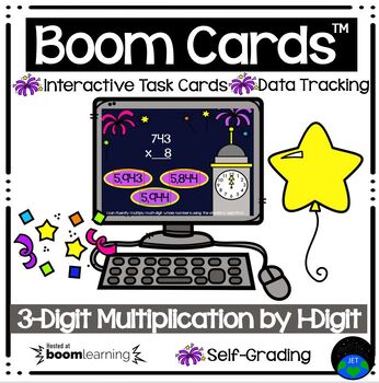 Preview of Boom Cards Multiplying 3 Digit by 1 Digit New Year