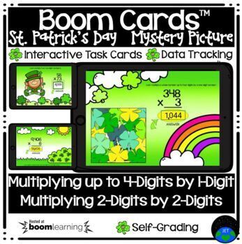 Preview of Boom Cards™ Multiplying up to 4-Digits by 1-Digit and 2-Digits by 2-Digits