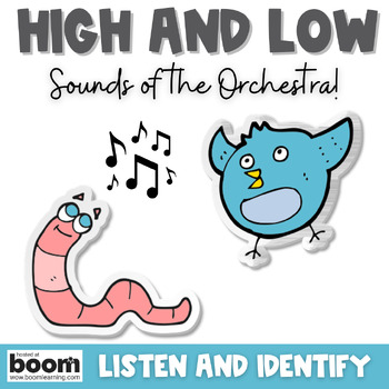 Preview of Boom Cards™ Music Opposites | High and Low Sounds of the Orchestra