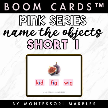 Preview of FREE BOOM CARDS™ - Name the Objects Short I ( Montessori Pink Series )