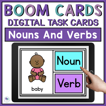 Preview of Boom Cards Nouns And Verbs Digital Distance Learning First Grade