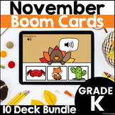 Fall & Thanksgiving Boom Cards Kindergarten Math, Alphabet