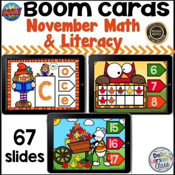 Preview of Boom Cards November Math and Literacy Bundle