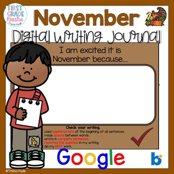 Preview of Digital November Writing Journal Prompts