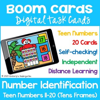 Preview of Boom Cards™: Number Identification (Teen Numbers). Tens Frames. Digital.