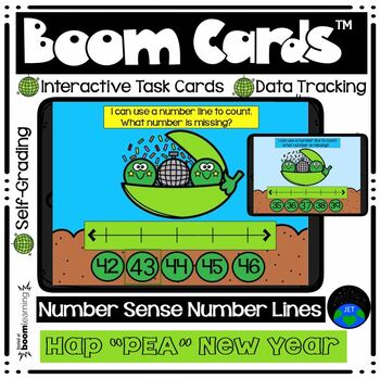 Preview of Boom Cards™ Number Sense Number Lines Happy New Year