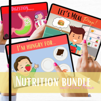 Preview of Nutrition theme, interactive digital learning bundle BOOM CARDS