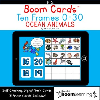 Preview of Summer Boom Cards™ Ocean Animals Ten Frames to 30