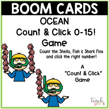 Preview of Boom Cards: Ocean Count & Click 0-15 Matching Distance Learning