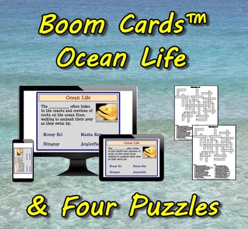 Preview of Boom Cards™ Ocean Life & Four Puzzles