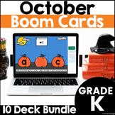 Halloween Boom Cards Fall Kindergarten Math, Alphabet, and