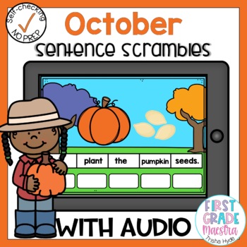 Preview of Boom Cards October Sentence Scrambles