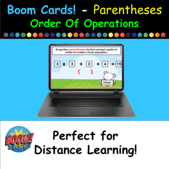Preview of Boom Cards - Order Of Operations, Parentheses - 30 Card Set