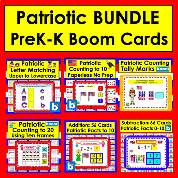 Preview of Boom Cards Patriotic Bundle for Kindergarten and First Grade