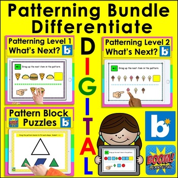 Preview of Boom Cards Patterns Bundle Practice or Assess Patterning Digital Resources