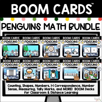 Preview of Boom Cards: Penguins Math BUNDLE