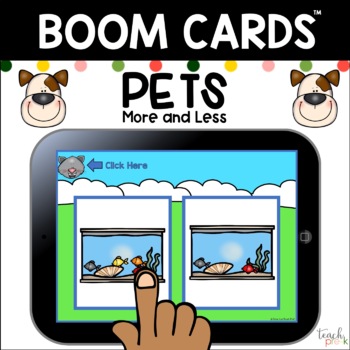 Preview of Boom Cards: Pets More and Less/Distance Learning