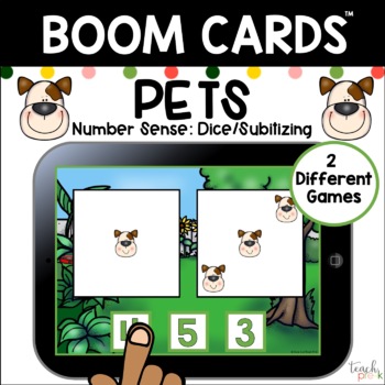 Preview of Boom Cards Pets Number Sense: Dice/Distance Learning