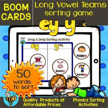 Preview of Long E Game EY and Y sounds like e Sorts Boom Cards