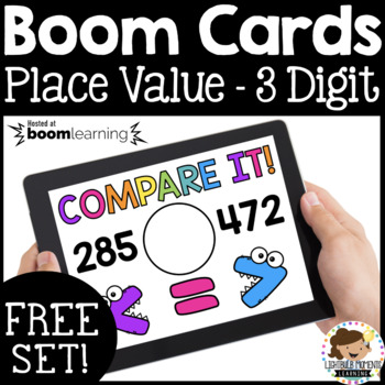 Preview of Boom Cards™ Place Value Comparing 3 Digit Numbers Distance Learning