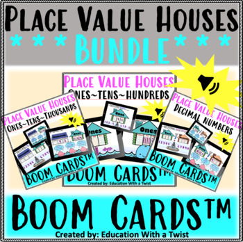 Preview of Boom Cards™ Place Value Houses Bundle Distance Learning