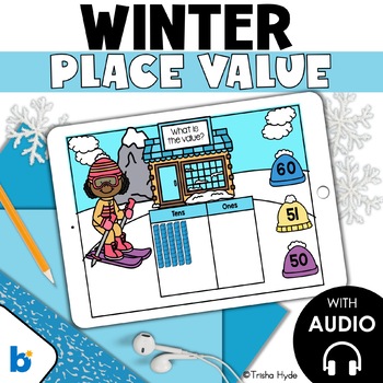 Preview of Place Value to 100 | Base Ten | Winter Boom Cards