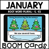 Boom Cards™ |  Plural Root Words -s and -es | January Them