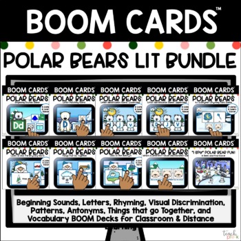 Preview of Boom Cards:  Polar Bears Literacy Bundle