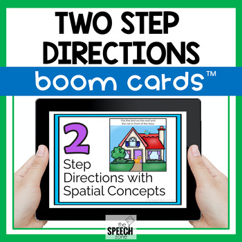 Preview of Boom Cards Two Step Directions with Spatial Concepts No Print Activity