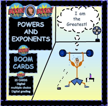 Preview of Boom Cards Powers and Exponents and DISTANCE LEARNING/SELF-GRADING/NO PREP