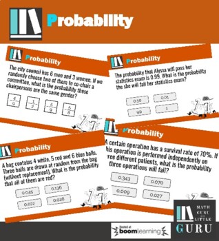 Preview of Boom Cards Probability Practice Digital task card distance learning