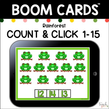 Preview of Boom Cards: Rainforest Animals Count & Click 0-15 Distance Learning