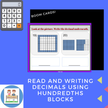 Preview of Boom Cards- Read and Writing Decimals Using Hundredths Blocks