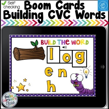 Preview of Boom Cards Building and Blending CVC Words for Literacy Centers