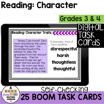 Preview of Boom Cards Reading ELA Character & Character Traits